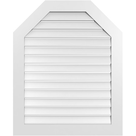Ekena Millwork Octagonal Top Surface Mount PVC Gable Vent: Functional, w/ 3-1/2"W x 1"P Standard Frame, 34"W x 42"H GVPOT34X4201SF